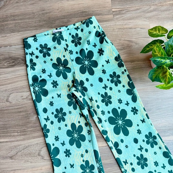 UO Urban Outfitters Bryn Retro Floral Print Pull-On Flare Pants Vintage Size S-P - Picture 3 of 15